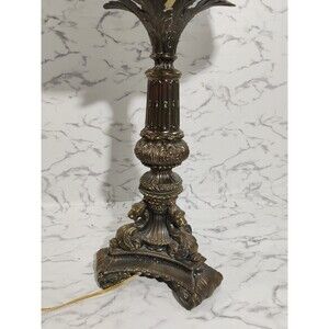 Dragon Asian Style Lamp Bronze Metal W Shade Intricate Study Library Brass